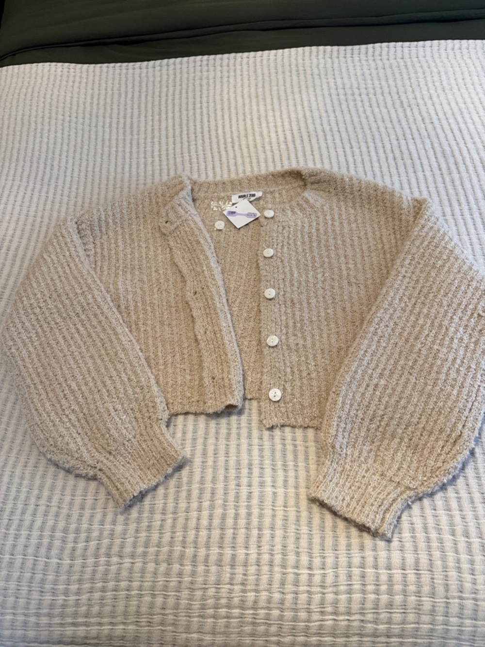 Double Zero - Cozy Cream Cropped Button Cardigan Sweater